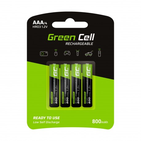 BATTERIA RICARICABILE NI-MH AAA HR03 1.2V 800MAH GREEN CELL GR04 (BLISTER 4PZ)